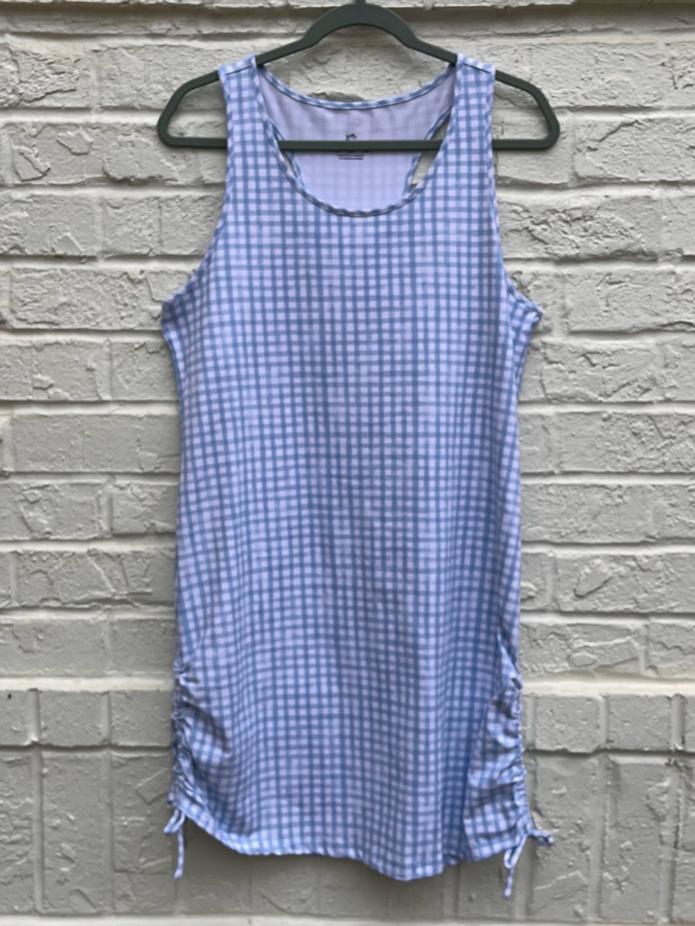 Southern Tide Kinsley Performance Dress Medium Ruched  Sides Gingham